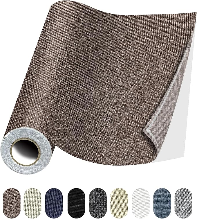 Fabric Repair Patches, Linen Repair Tape Self-Adhesive Fabric Patches Durable, DIY Large Linen Tape for Sofa, Couches, Furniture, Chair, Clothing （3.5X79 Inch, Brown）