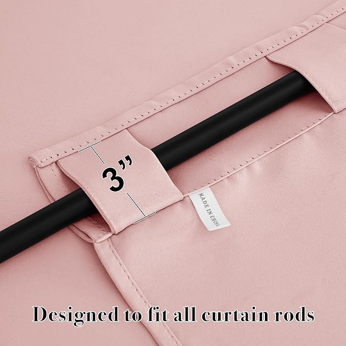 RYB HOME Pink Blackout Curtains for Girls Bedroom 63 inches Long - Thermal Insulated Curtains and Drapes Privacy Shades for Living Room Farmhouse Closet, W42 x L63 inch, 2 Panels