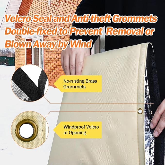 Backflow Preventer Pipe Insulation Cover (5°F) - Irrigation Sprinkler Valve Insulated Pouch - Water Well Pump Cover - Sturdy 5 Layers for Winter Freeze Protection, 28" W x 20" H, Beige