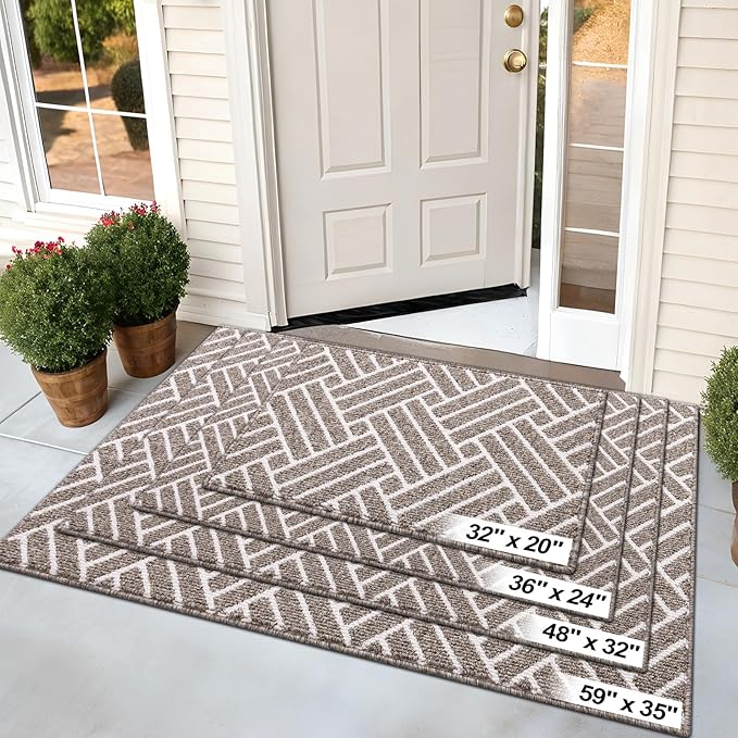 OLANLY Runner Indoor Door Mat, 59x23 Inch, Dirt Resistant and Absorbent, Non-Slip Rubber Backing Floor Mats, Easy Clean Low-Profile Doormat for Entryway, Front Door, and Inside Entrance, Khaki