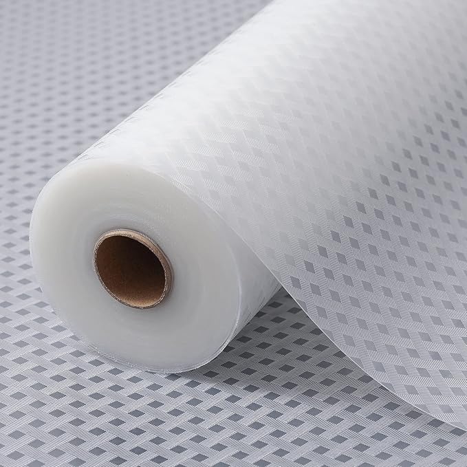 Shelf Liners for Kitchen Cabinets Refrigerator Liners Waterproof & Oil-Proof Kitchen Cupboard Liner Non-Slip Drawer Mats EVA Material Non Adhesive Fridge Liner for Shelves - Clear 11.8 x 236.2 Inch
