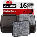 Ezprotekt 2 1/2" Square Reusable Felt Furniture Caster Cups with Carpet Bottom, 16 Pcs Felt Furniture Sliders Floor Protectors Pads to Protect Hardwood, Tile or Floors from Scratches (Brown/Gray)