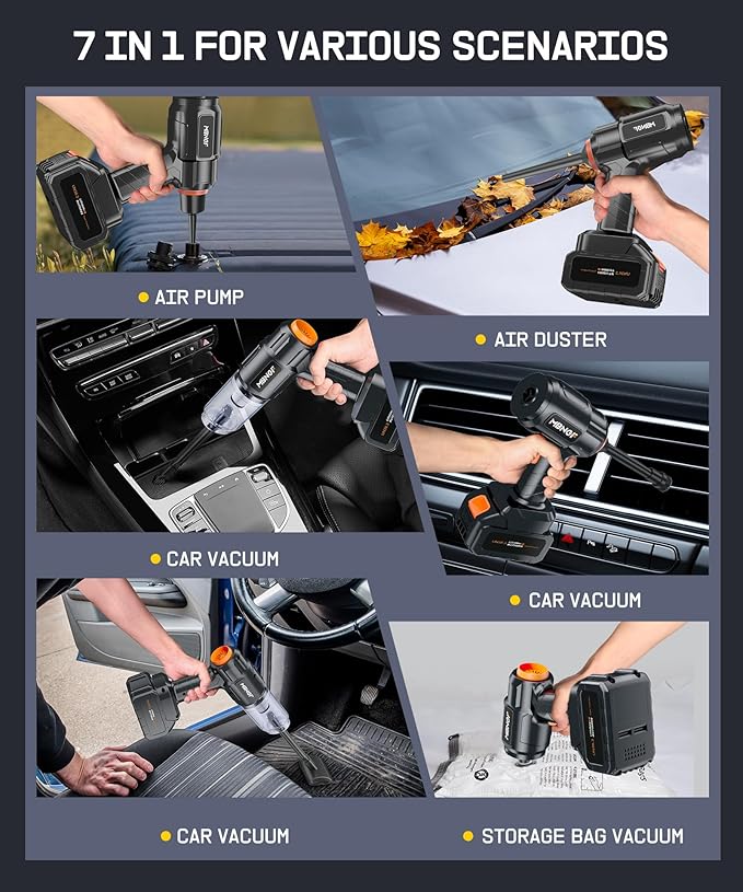 Car Vacuum Portable Cordless,35000PA High Power Suction & Blower, Cordless Handheld Vacuum Cleaner for Car, Home, Office, Pet（Dazzling Black）