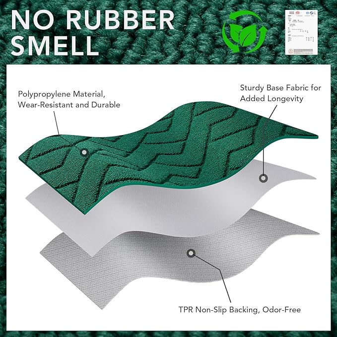 hicorfe Front Door Mat Outside Entrance,24"x35" Absorbent Muddy Dirt Resist Welcome Door Mats Outdoor Indoor,Stain and Fade Resistant,Non Slip Backing Entry Mat Doormat for Entryway (Evergreen)