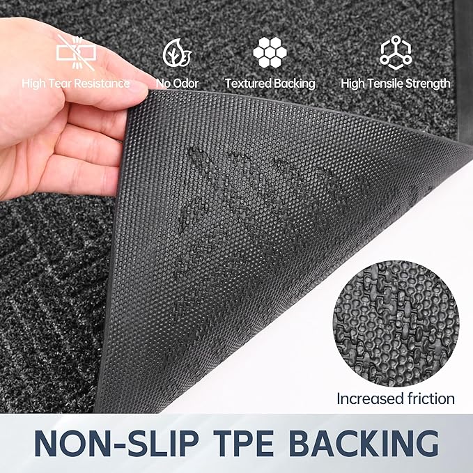 Front Door Mat, 4' x 2' Heavy Duty Indoor Outdoor Doormat, Non-Slip Backing Welcome Mats for Entryway, Low Profile, Commercial Door Mats