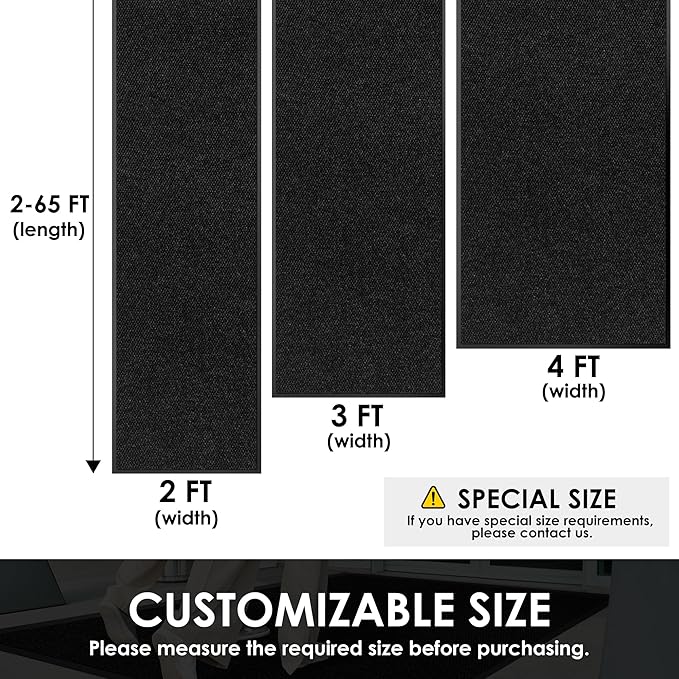 4′ x 37′ Front Door Mat Indoor Outdoor Entrance, Commercial Floor Mat Heavy Duty Dirt Trapper Entryway Doormat, Custom Size Non Slip Rubber Backing Welcome mat, Door Mat for High Traffic Area
