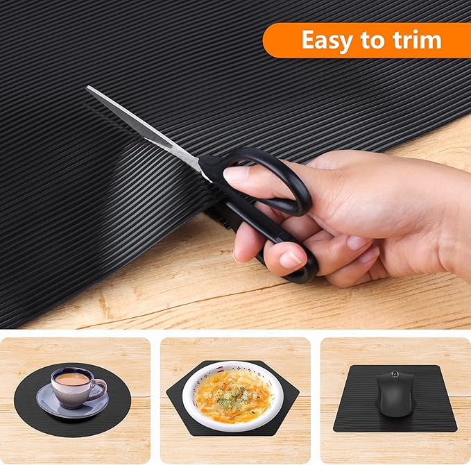 Shelf Liners for Kitchen Cabinets Non Adhesive Drawer Liner EVA Material Cupboard Mat Refrigerator Mats Washable Fridge Liner for Cabinet, Storage and Desks 17.3 x 157.4 Inches Black