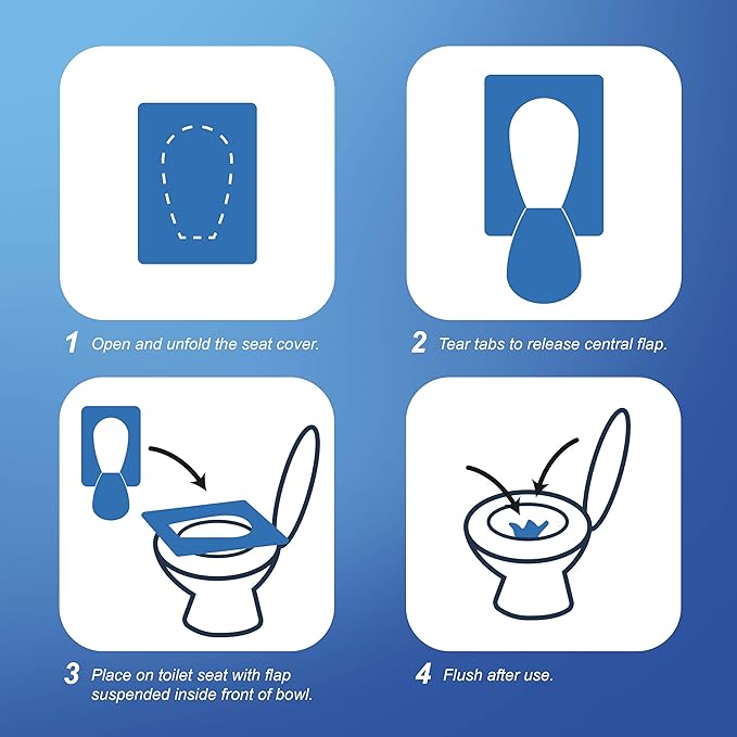 Rockland Guard Toilet Seat Cover - Flushable & Disposable Toilet Seat Cover for Bathroom - Road Trip Accessories & Travel Essentials for Kids & Adults - 20 Resealable Packs with 10 Sheets - 200-Count