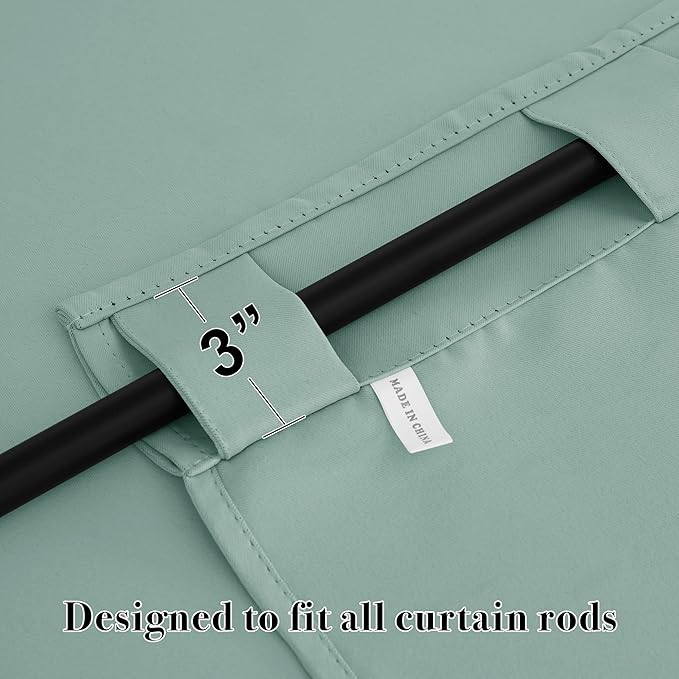 RYB HOME Aqua Blackout Curtains for Bedroom 63 inches Long - Thermal Insulated Curtains and Drapes Privacy Shades for Living Room Farmhouse Closet, W42 x L63 inch, 2 Panels