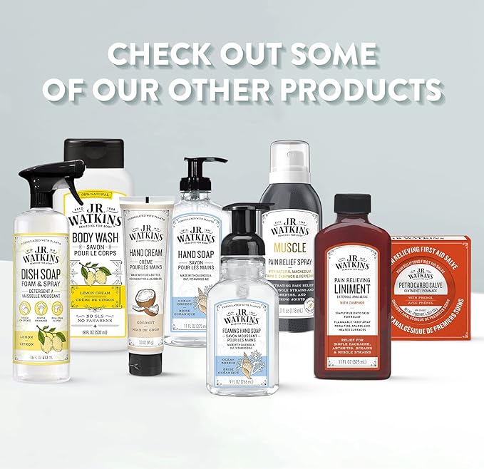 J.R. Watkins Gel Hand Soap Refill Pouch, Scented Liquid Hand Wash for Bathroom or Kitchen, USA Made and Cruelty Free, 34 fl oz, Lemon, 6 Pack