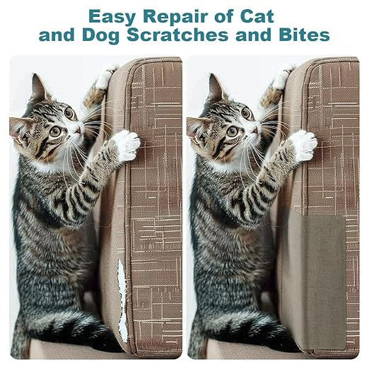 J.CARP 2Pcs Linen Repair Patches, Large Self-Adhesive Fabric Patch for Sofas, Couch, Furniture, Car Seats (8 * 11 inches-2PCS Light Gray)