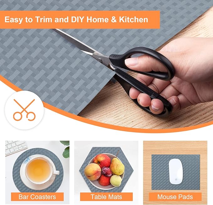 Shelf Liners for Kitchen Cabinets Non Adhesive Drawer Liner EVA Material Cupboard Mat Waterproof Refrigerator Mats Washable Fridge Liner for Cupboard and Desks Shelf Liner 23.6 x 393.7 Inches