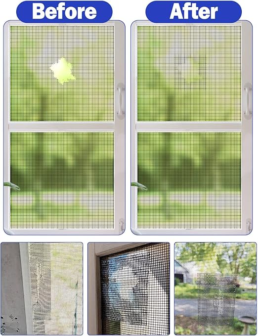 Wohohoho Window Screen Repair Tape, 2 in X 40 FT (480IN) Black Screen Patch Repair Kit, 3-Layer Strong Adhesive Invisible Screen Tape Mesh Repair for Windows, Doors Garage Mosquito Net Magnetic Screen