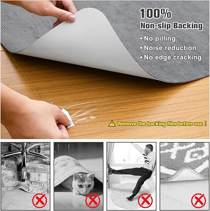 Placoot Desk Chair Mat for Hardwood Floor Corduroy Surface 1/6" Thick 55"x35" Office Chair Mat for Rolling Chairs-100% Large Anti-Slip Backing Under Desk Low-Pile Office Rug Floor Mat for Office/Home