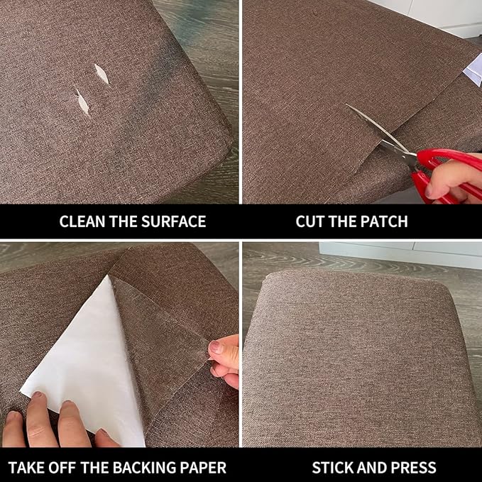 Fabric Repair Patches, 17X79 Inch Linen Repair Tape Self-Adhesive Fabric Patches Durable, DIY Large Linen Tape for Sofa, Couches, Furniture, Chair, Clothing （17X79 Inch, Black）