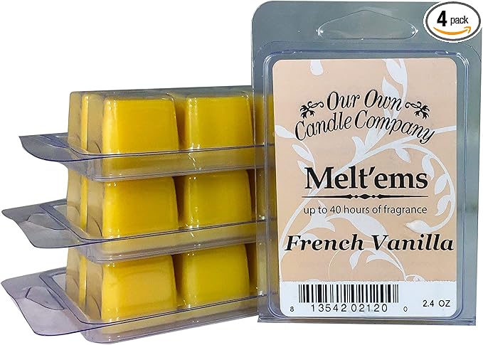 Our Own Candle Company Premium Wax Melt, French Vanilla, 6 Cubes, 2.4 oz (4 Pack)