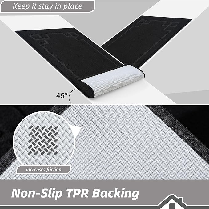 BEQHAUSE Door Mat 24" x 36", Non-Slip Door Mats Indoor Entryway Rugs Washable Low-Profile Absorbent and Stain Resist Floor Mats, Dog Door Mat for Front Back Door, Muddy Wet Shoes & Paws, Black