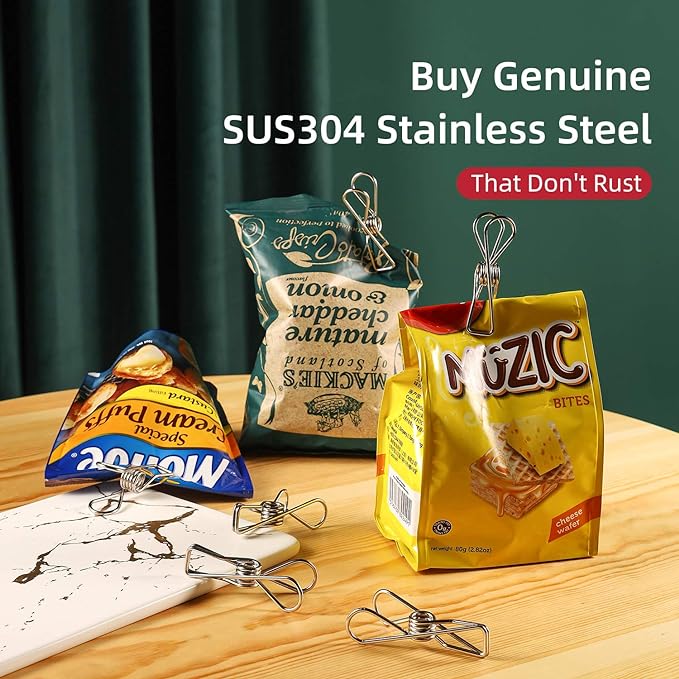 Heavy Duty Clothes Pins for Hanging Clothes, Stainless Steel Clothespins for Landry, Metal Clothes Clips, Clothes Pegs