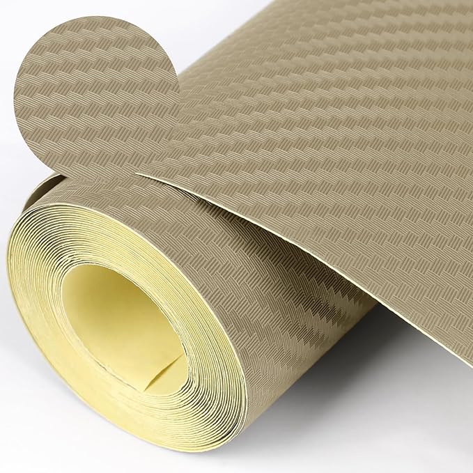 Self-Adhesive Shelf Liner Kitchen Liner, Waterproof Backed Paper Easy Peel and Stick Contact Liner Without Residue for Decor Your Desk Surface, Kitchen Countertops (Dark Khaki, 11.8 x 393.7 inches)