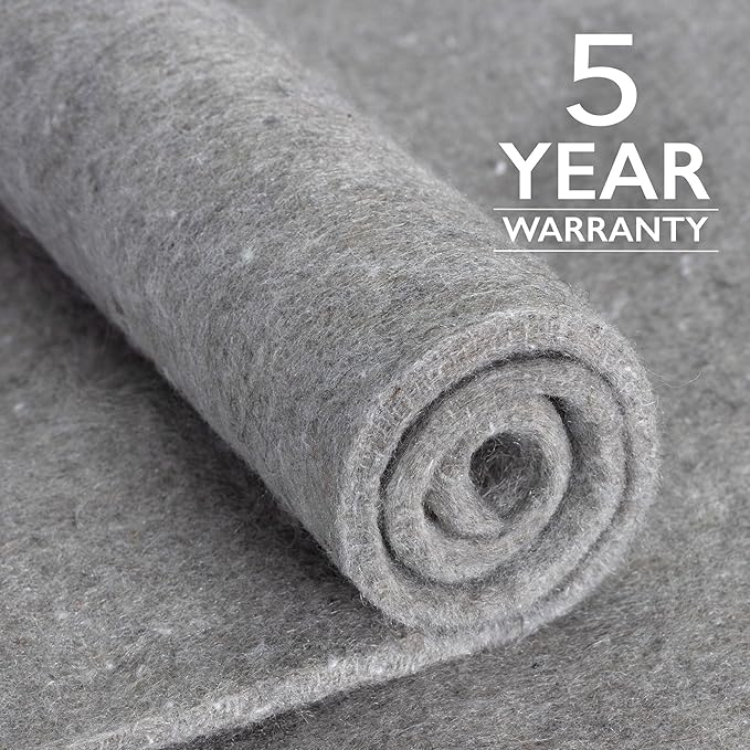 RUGPADUSA - Eco-Plush - 8' Round - 3/8" Thick - 100% Felt - Extra Cushioned Rug Pad - Available in 3 Thicknesses, Many Custom Sizes