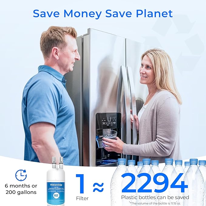 Waterdrop EDR1RXD1 Replacement for Everydrop® Filter 1, W10295370A, EDR1RXD1B, P8RFWB2L, P4RFWB, WD-F38, Kenmore® 46-9081, 46-9930 Refrigerator Water Filter, 4 Pack