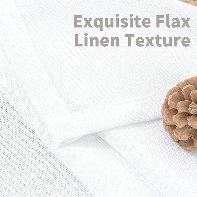 YoungsTex White Linen Semi Sheer Curtains 108 Inch Length 2 Panels, Light Filtering Window Drapes Extro Long for Living Room Bedroom, 40 X 108 Inch