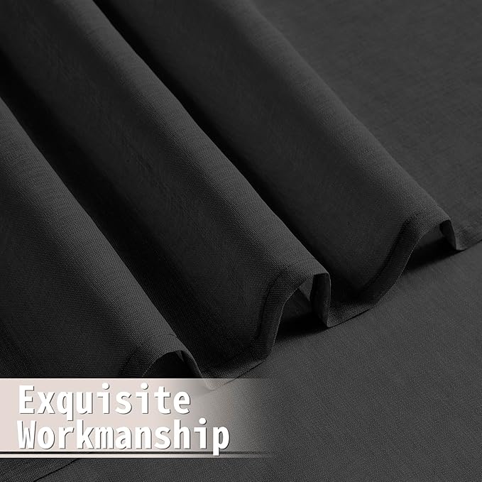 Tollpiz Sheer Curtain Closet Linen Textured Curtain Sheers Doorway Light Filtering Voile French Door Rod Pocket Curtains Patio Glass Door, 25 x 80 inches Long, Black, Set of 1 Panel