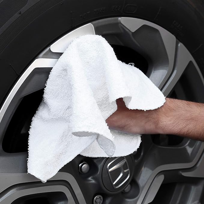 Arkwright W11 Terry Cloth Towels for Cleaning - Soft Cotton Blend Washable Multi-Purpose Bar Mop, Absorbent & Quick Dry, Bulk Box of Rags for Kitchen, Auto Shop, and Garage, 50 lb, White