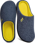 VeraCosy Men's Two-Tone Memory Foam House Slippers Indoor Outdoor Durable Rubber Sole