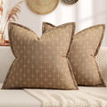 ZWJD Throw Pillow Pillow Covers 22x22 Set of 2 Soft Polyester Textured Pillow Covers with Stylish Flange Edge Cozy Farmhouse Throw Pillows for Couch Bed Sofa Living Room