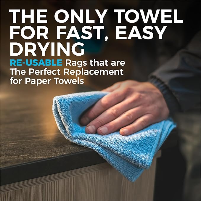 The Rag Company - All-Purpose Microfiber Terry Cleaning Towels - Commercial Grade, Highly Absorbent, Lint-Free, Streak-Free, Kitchens, Bathrooms, Offices, 300gsm, 12in x 12in, Lavender (12-Pack)