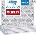 Aerostar 20x22 1/4x1 MERV 11 Pleated Air Filter, AC Furnace Air Filter, 6 Pack (Actual Size: 19 7/8" x 22 1/4" x 3/4")