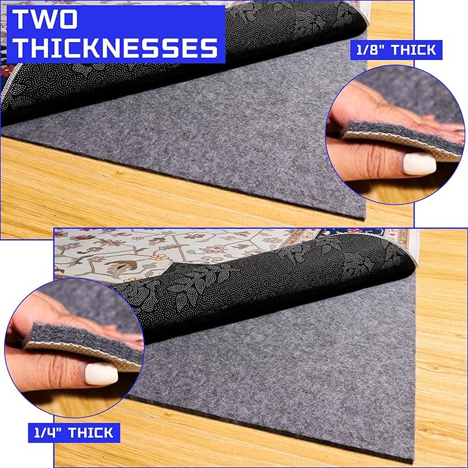 100% Waterproof Non-Slip 1/4” Extra Thick 4x6 ft Rug Pad for Large Area Rugs Durable Felt Floor Protection pad for All Floors, Suitable for Cutting. Rug Pads Keep Rugs in Place and Provide Cushioning