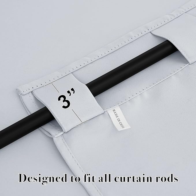 RYB HOME Kitchen Window Curtains - Blackout Privacy Half Window Curtains for Bedroom Bathroom Dining Living Room Cafe Office Short Tiers Drapes, W 34 x L 36 inches, 2 Panels, Grayish White