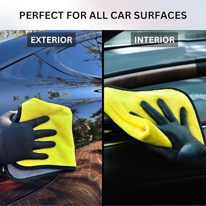 The Pro Stuff® Microfiber Towels for Cars, 600 GSM, Super Soft Drying Towels for Cars, Dual-Sided for Cleaning, Washing and Buffing, Tagless, Scratch-Free, Lint Free Cloth (16”x16”) | Pack of 3