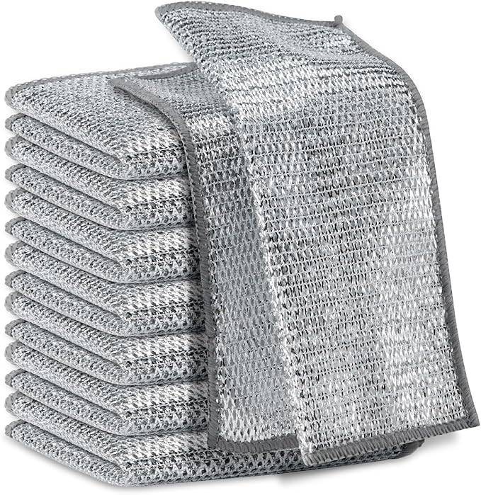 5Pcs Non Scratch Wire Dishcloth, Multipurpose Wire Dishwashing Rags, Steel Metal Wire Cloth Mesh Miracle Cleaning Cloths for Kitchen, Dishes