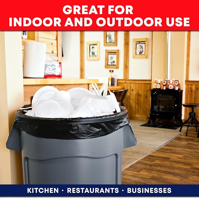 30-33 Gallon Trash Bags Heavy Duty (100 Bags w/Ties Value Pack), Large Black Trash Bags 30 Gallon - 32 Gallon