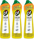Scrub Daddy Cif Cream All Purpose Cleaner, Lemon - Multi Surface Household Cleaning Cream for Glass, Chrome, Granite, Sink, Gold, Marble & Countertops - 3 Pack (16.9 Oz Each)