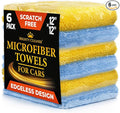 Edgeless Microfiber Towels for Cars – 6pk (12”x12”) - 540 GSM - Super Soft Detailing & Buffing – Scratch-Free & Absorbent Microfiber Cleaning Cloths for Car Polishing