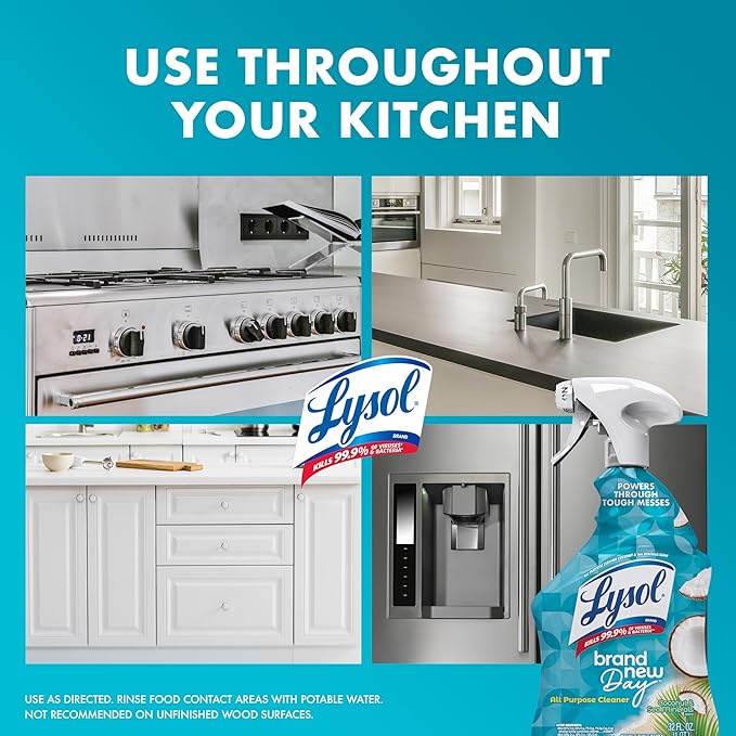 Lysol All Purpose Cleaner Spray, Multi-Purpose Disinfecting Spray, Kitchen & Bathroom Cleaner, Coconut & Sea Minerals Scent, 32 Fl Oz