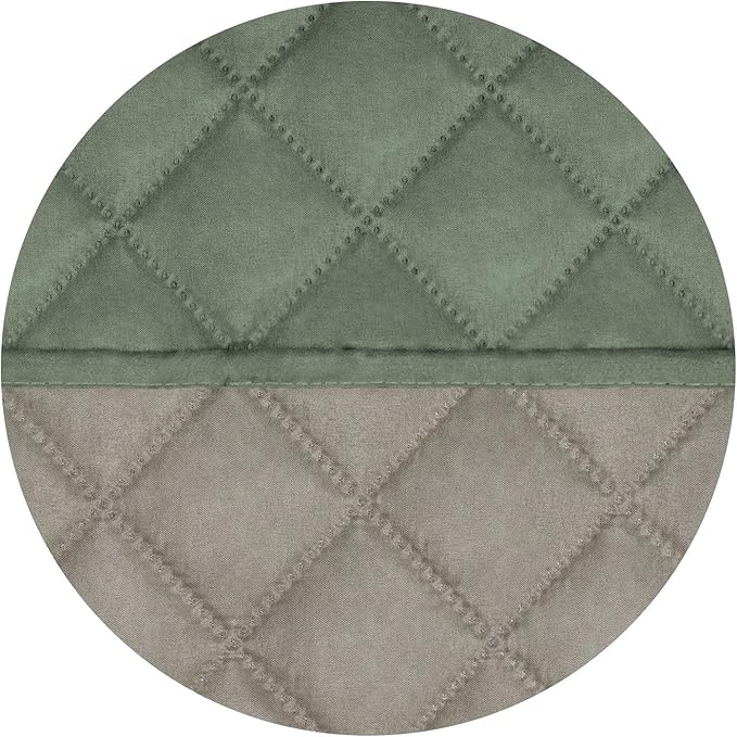 PureFit Reversible Quilted Sofa Cover, Water Resistant Slipcover Furniture Protector, Washable Couch Cover with Non Slip and Elastic Straps for Kids, Dogs, Pets (Sofa, Greyish Green/Beige)