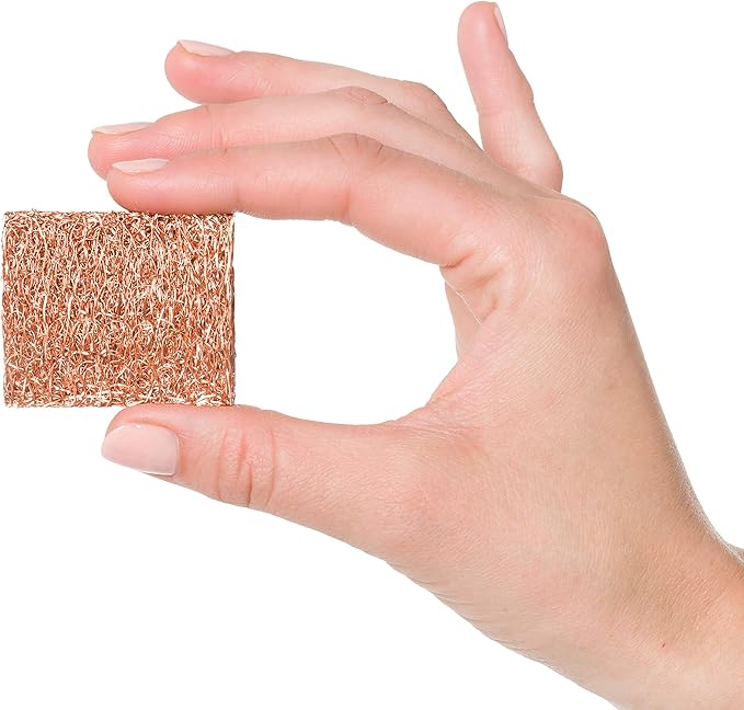 Redecker Copper Thread Mini Scrubber, 2 x 1-5/8 inches, Non-Abrasive Scouring Pad, Scrubber for Cleaning Small Areas, Surfaces, Edges, and Hard to Reach Corners, Made in Netherlands