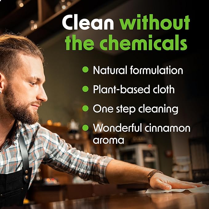 Wipex Table Bussers - Natural Table & Counter Turnover Cleaning Wipes with Vinegar, Propolis, Clove and Cinnamon Oil, 400 Count (4 Buckets, 1600 Wipes)