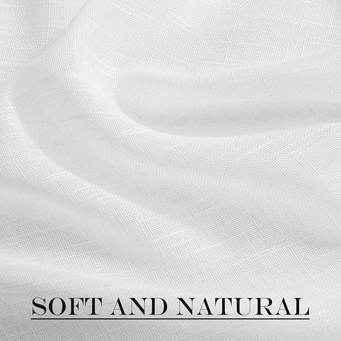NICETOWN French Door Curtain Panel Linen Look Classroom Window Shade Sidelight Filtering 72 Inches White Sheer Curtains for Front Doors with Tieback, 36 Inches Wide, Sold in 1 PC