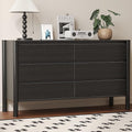 Dresser for Bedroom with 6 Drawers,47" Wide Oak Dresser with 4 Solid Wood Legs, Wooden TV Stand,Closet Clothes Organizer for Bedroom, Hallway