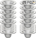 20Pcs Small Drain Mesh Basket, 2.125'' Bathroom Sink Drain Strainer Screen Mesh Sink Strainer Hair Catcher Drain Filter Cover for Bathtub Lavatory RV Laundry Shower Floor Utility Sink Drain