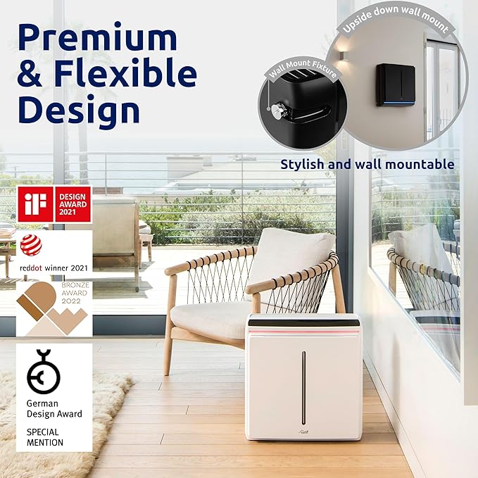 Rabbit Air, A3 SPA-1000N Air Purifiers for Home, Ultra Quiet HEPA Air Purifier - Wall Mountable Air Purifiers for Home Large Room, Allergies, Dust, Mold, Smoke & VOCs - (White, Toxin Absorber Filter)