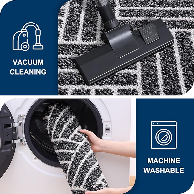 OLANLY Large Indoor Door Mat, 59x35 Inch, Dirt Resistant and Absorbent, Non-Slip Rubber Backing Floor Mats, Easy Clean Low-Profile Doormat for Entryway, Front Door, and Inside Entrance, Black