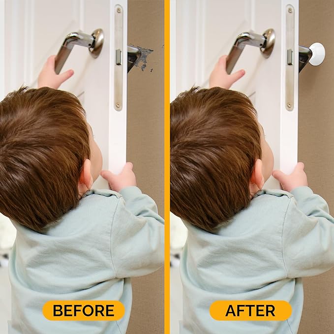 Ducki Door Stop Wall Protector | Self Adhesive Door Knob Wall Protectors from Door Knobs | Rubber Door Stoppers for Wall Damage & Noise | Durable, Shock Absorbent & Discreet | 8 Pack White Door Stops