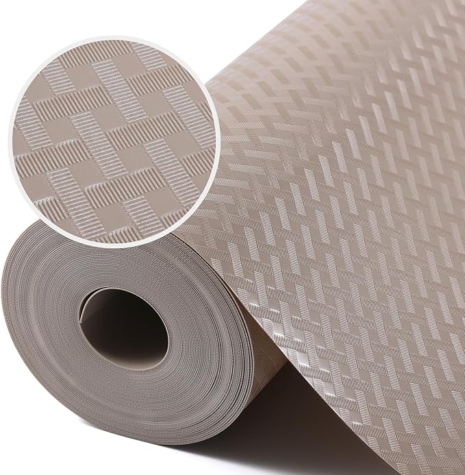 Shelf Liners for Kitchen Cabinets, Waterproof and Oil-Proof Kitchen Cupboard Liner, Refrigerator Liners and Plastic Drawer Mats EVA Non Adhesive Shelves, Fridge - Beige 17.5 x 393.7 Inches